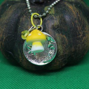 Yellow Mushroom Moon Keychain Charm Zipper Pull Witch